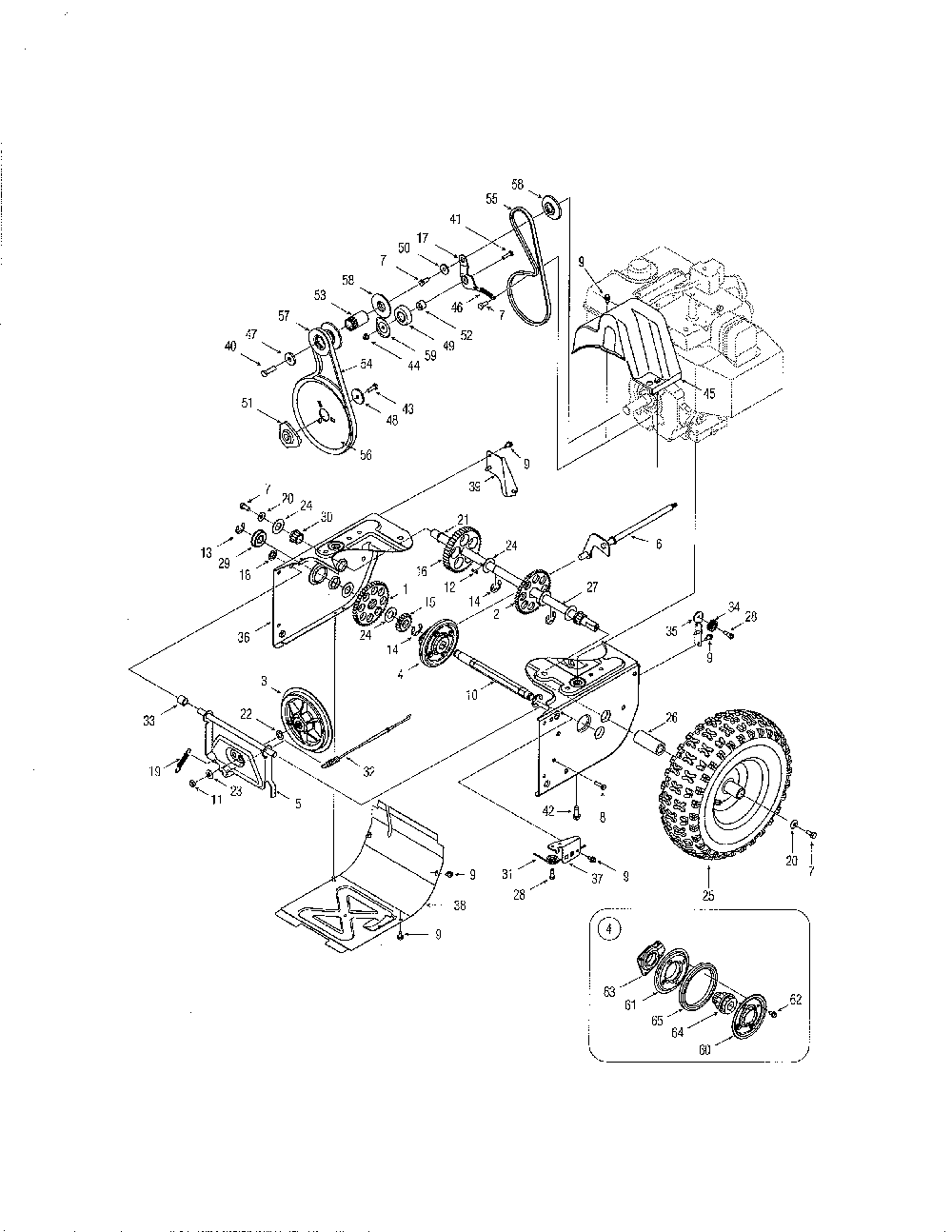 Wheel/gears Diagram and Parts List for 31AS6LCE700  MTD Snow Blower