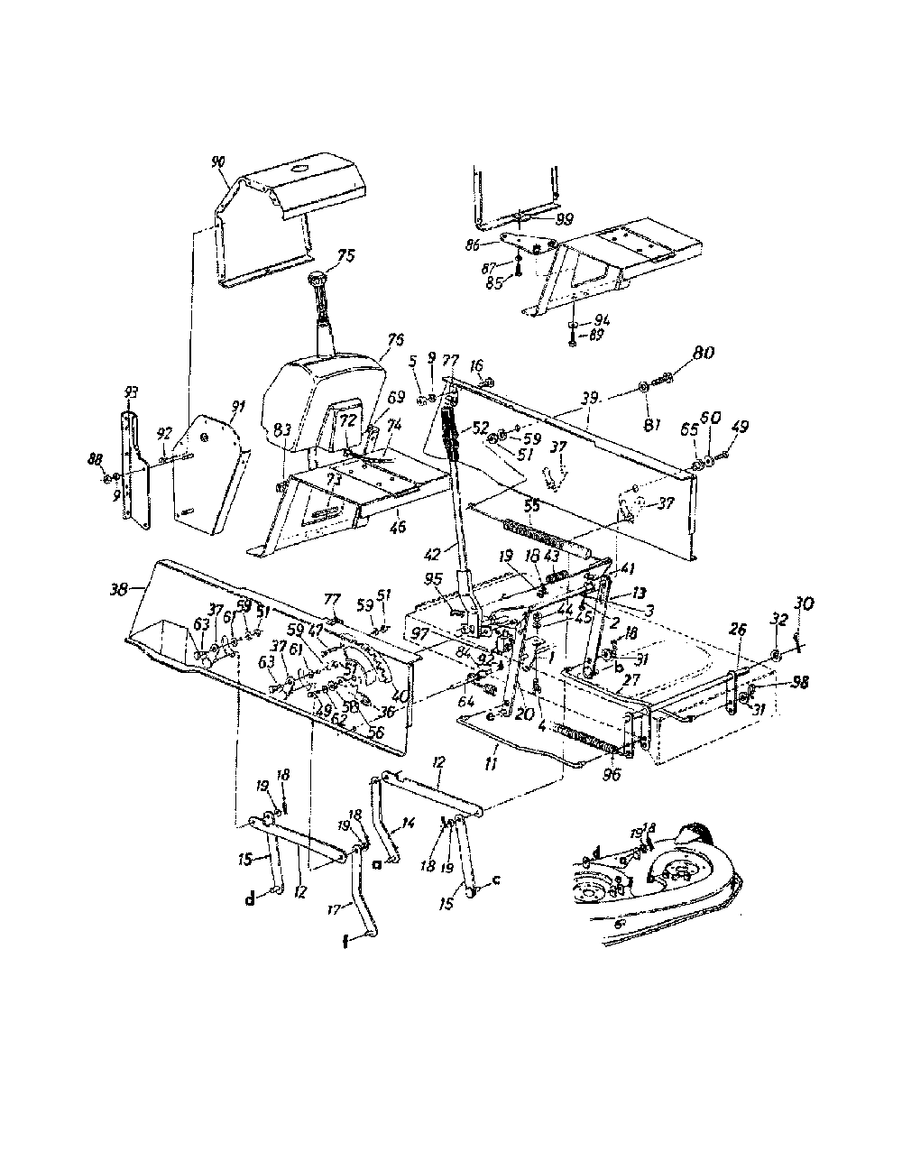 Deck assembly Diagram and Parts List for 33931A  MTD Lawn Tractor