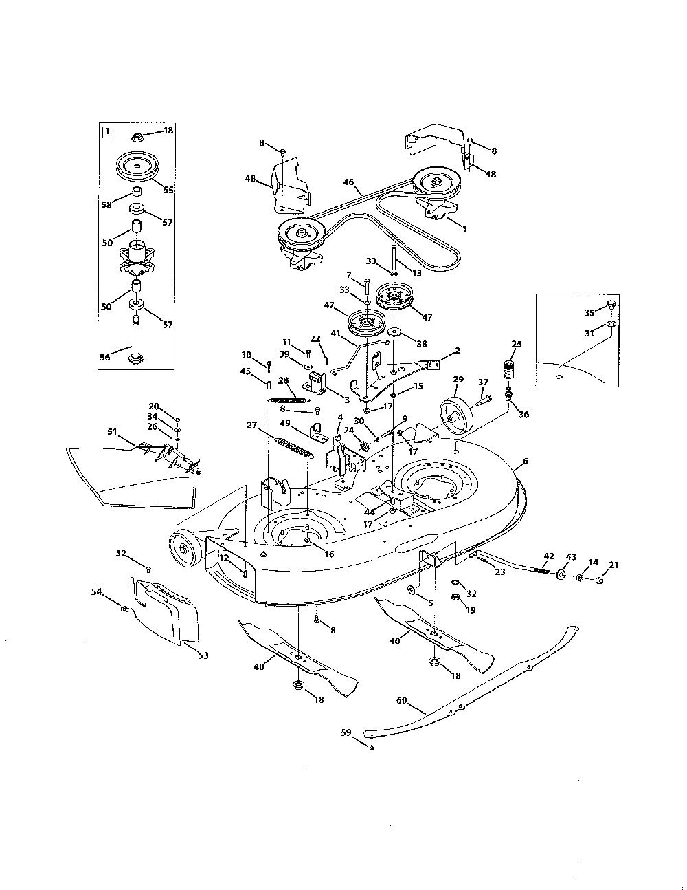 42" deck Diagram and Parts List for 13AX775H031  MTD Lawn Tractor