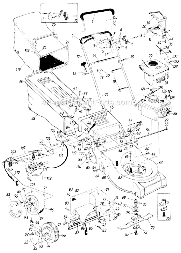 Page C Diagram and Parts List for 128-471R000 1988 MTD Lawn Mower