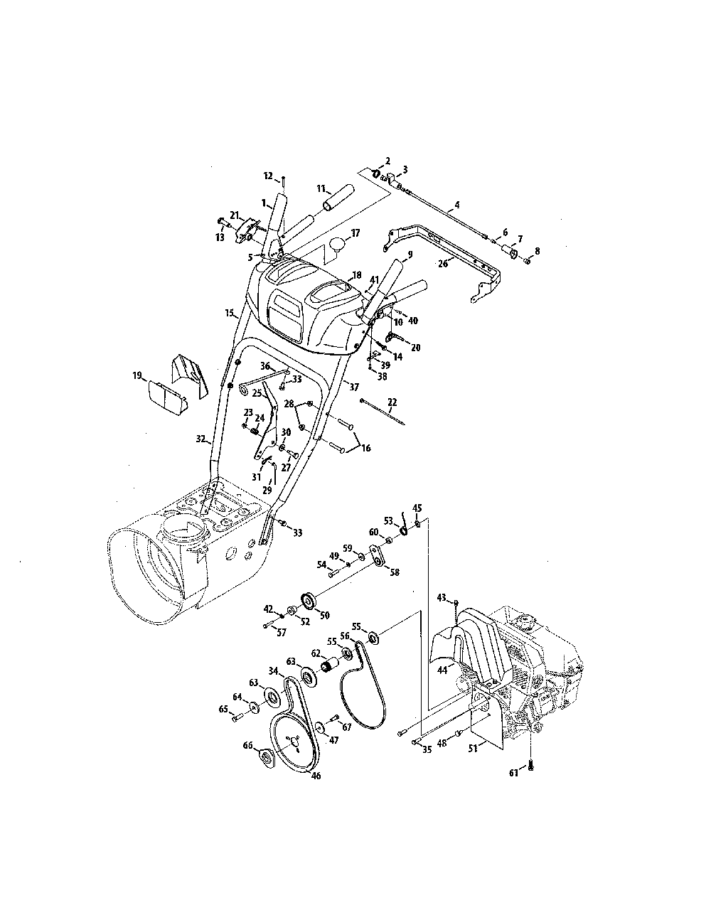 Upper handle/handle panel Diagram and Parts List for 31AM5CSF799  MTD Snow Blower