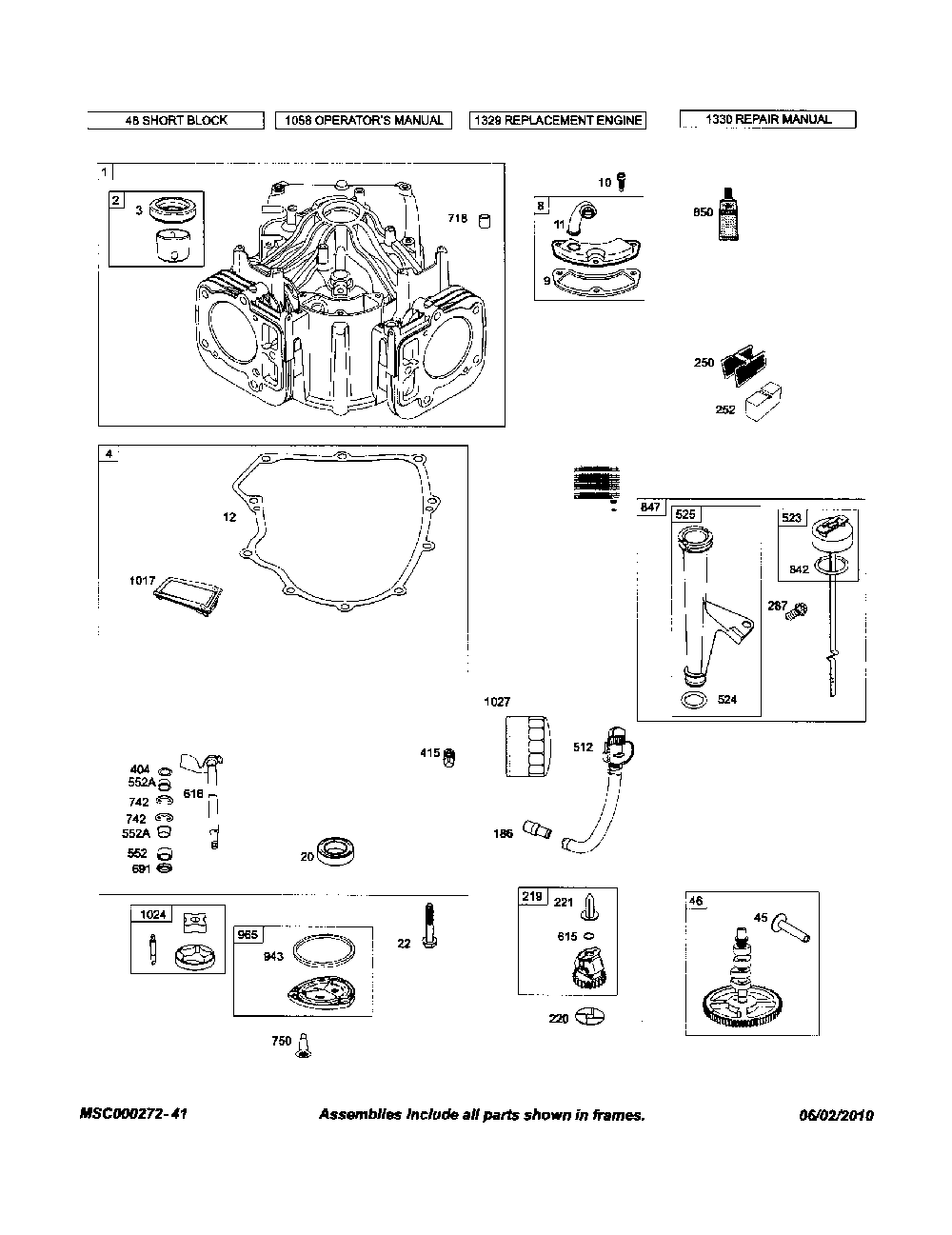 Cylinder/sump/dipstick Diagram and Parts List for PGT9500  MTD Lawn Tractor