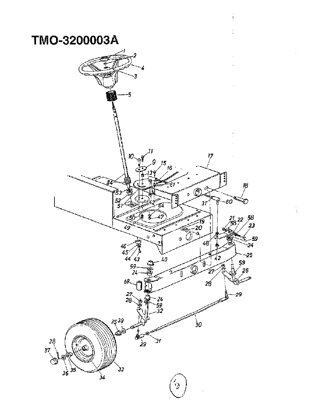 42" lawn tractor/wheel chart Diagram and Parts List for 3200003A  MTD Lawn Tractor