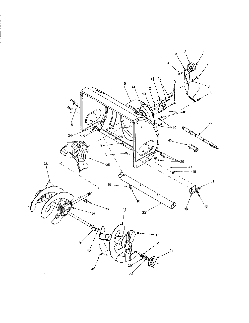 Auger & housing Diagram and Parts List for 31AE6C3H131  MTD Snow Blower