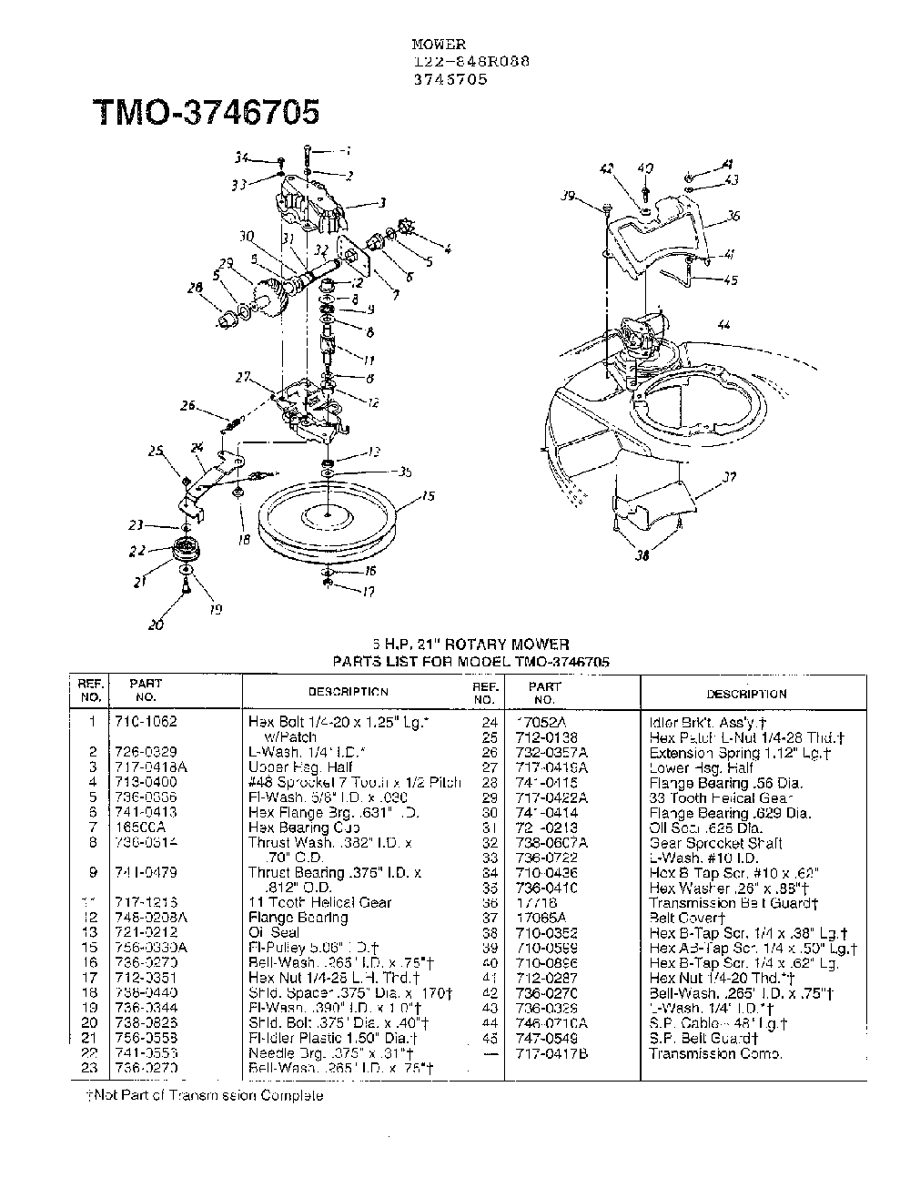 5hp 21" rotary mower page 4 Diagram and Parts List for 3746705  MTD Lawn Mower