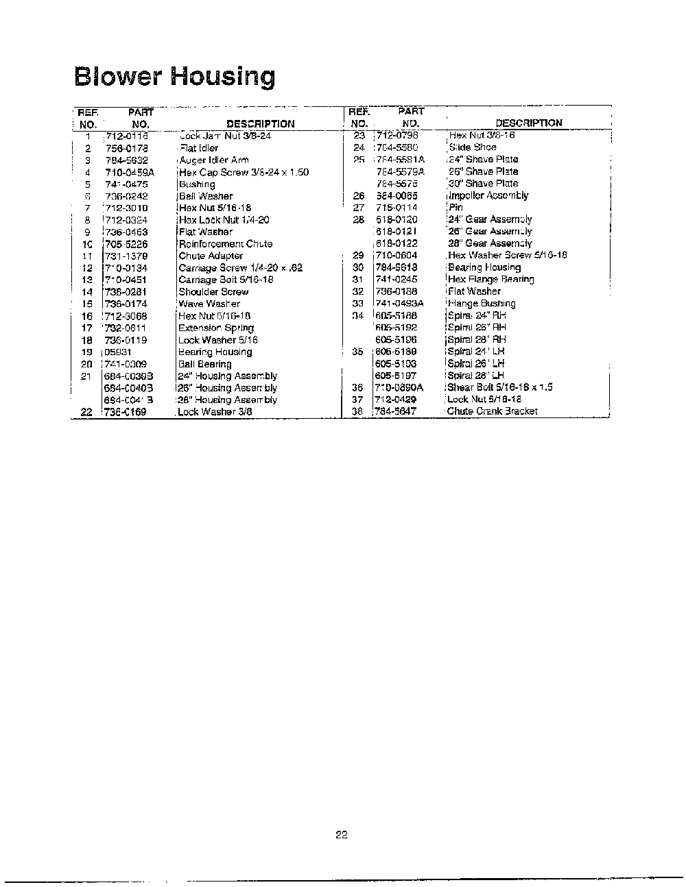 Blower housing page 2 Diagram and Parts List for 614E  MTD Snow Blower