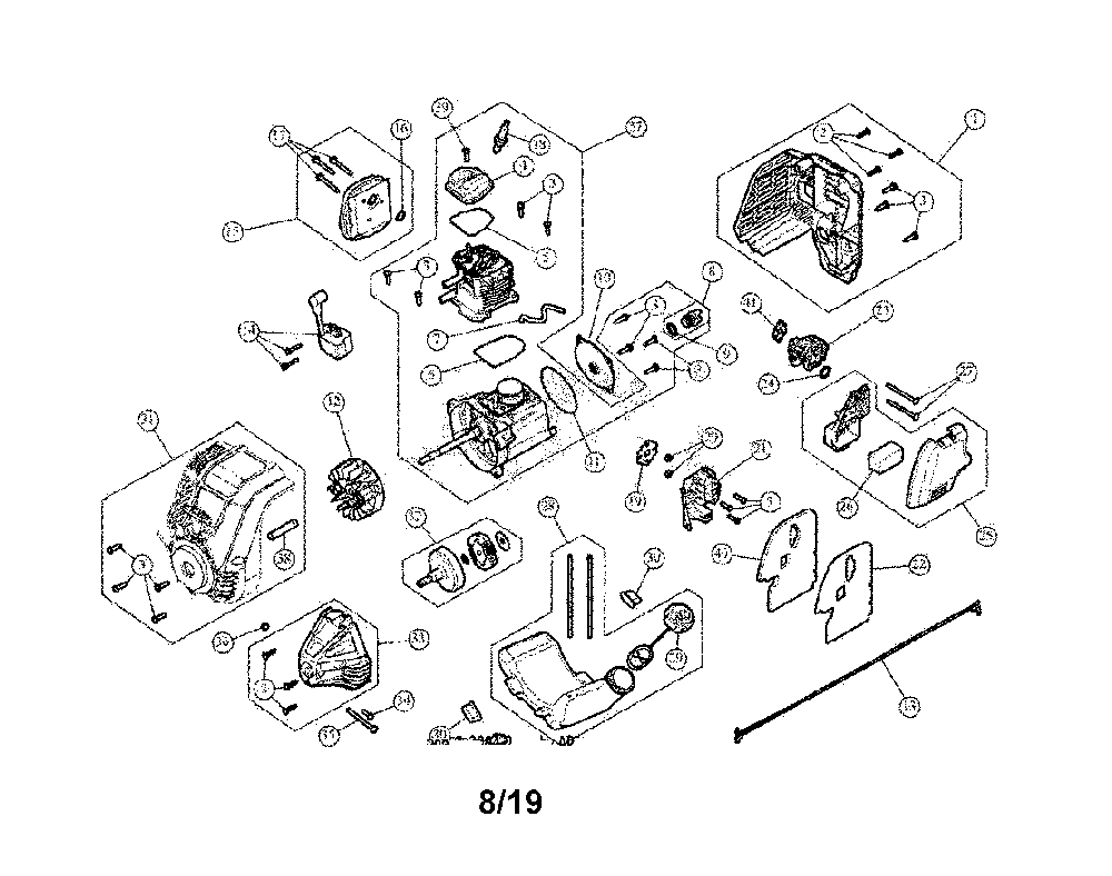 Engine assembly Diagram and Parts List for 41ADAXSC793  MTD Trimmer