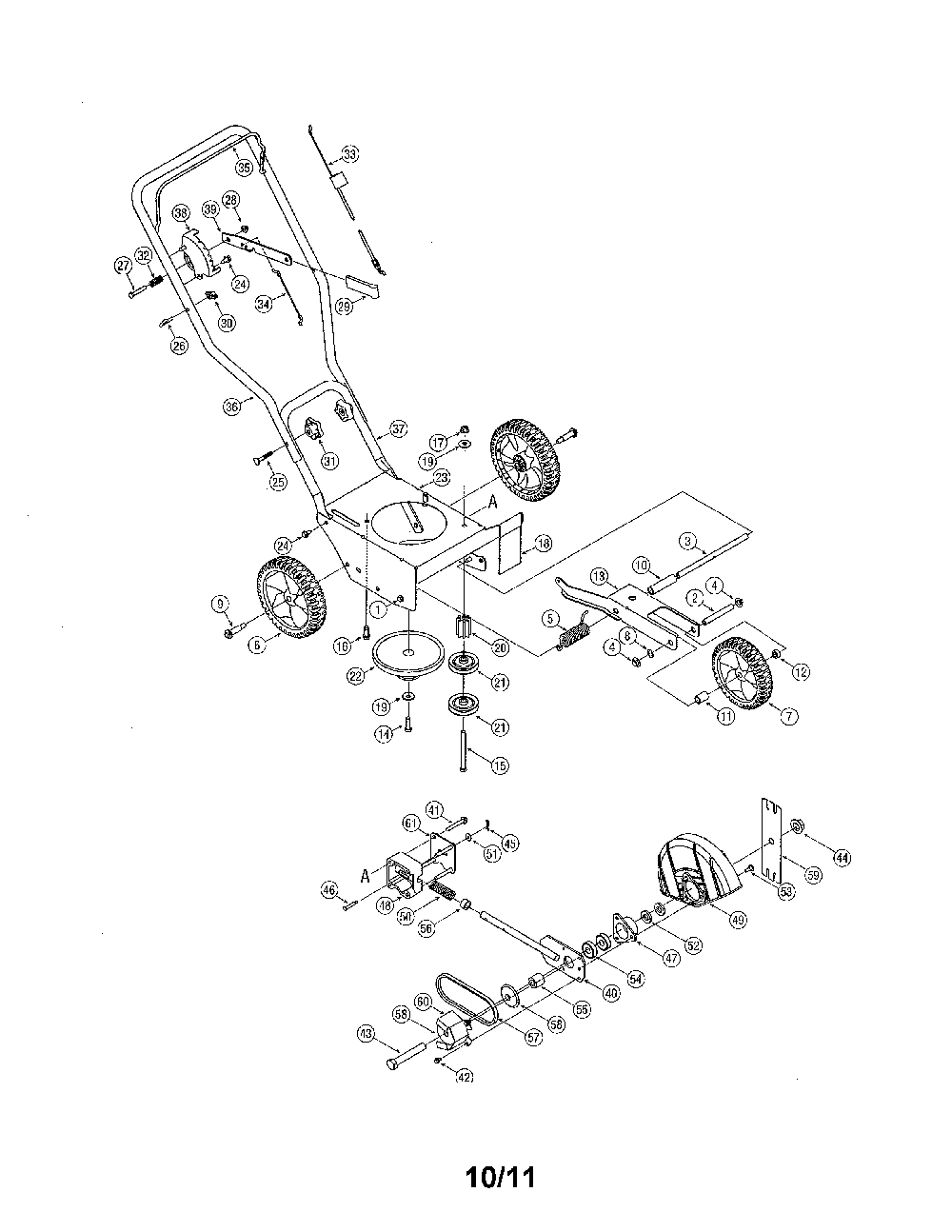 Edger Diagram and Parts List for 25B-521A700  MTD Edger