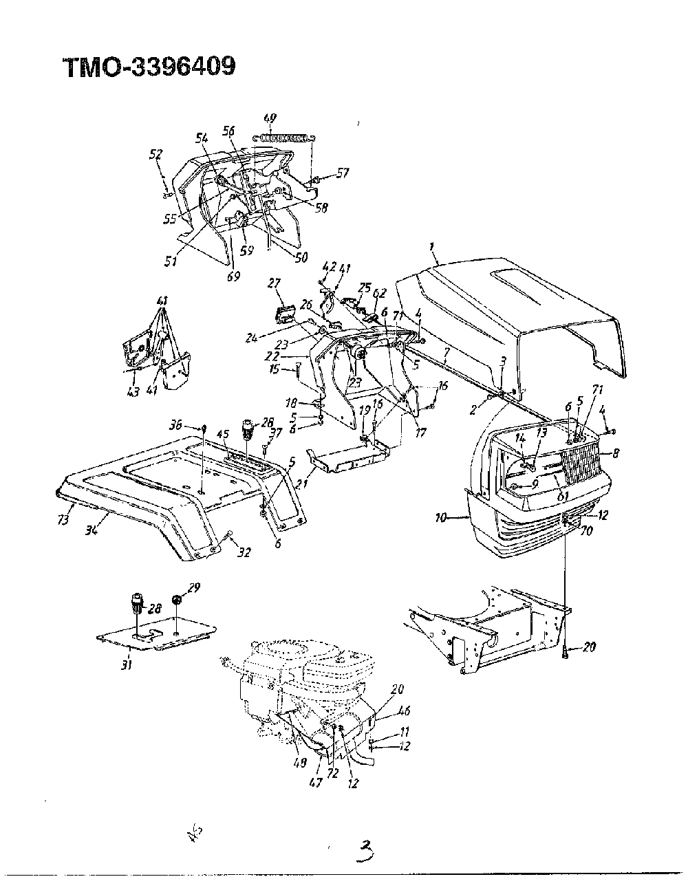 46" 18hp garden tractor page 2 Diagram and Parts List for 3396409  MTD Lawn Tractor