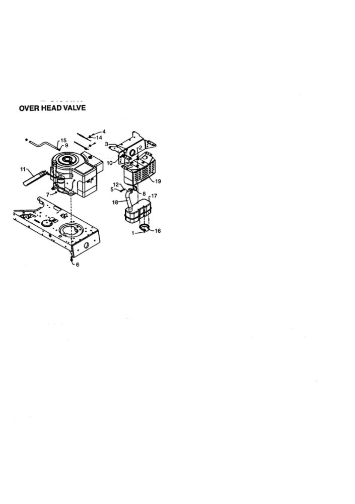 Over Head Valve Air Flow Diagram and Parts List for 679  MTD Lawn Tractor