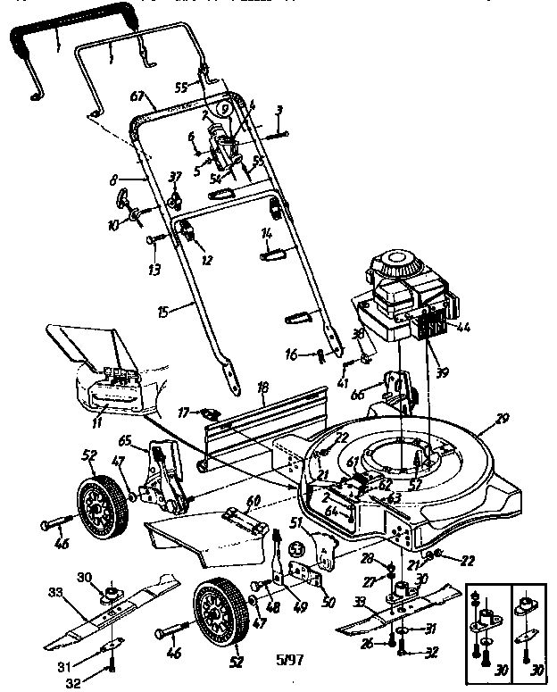 Replacement Parts Diagram and Parts List for 11A-070A720  MTD Lawn Mower