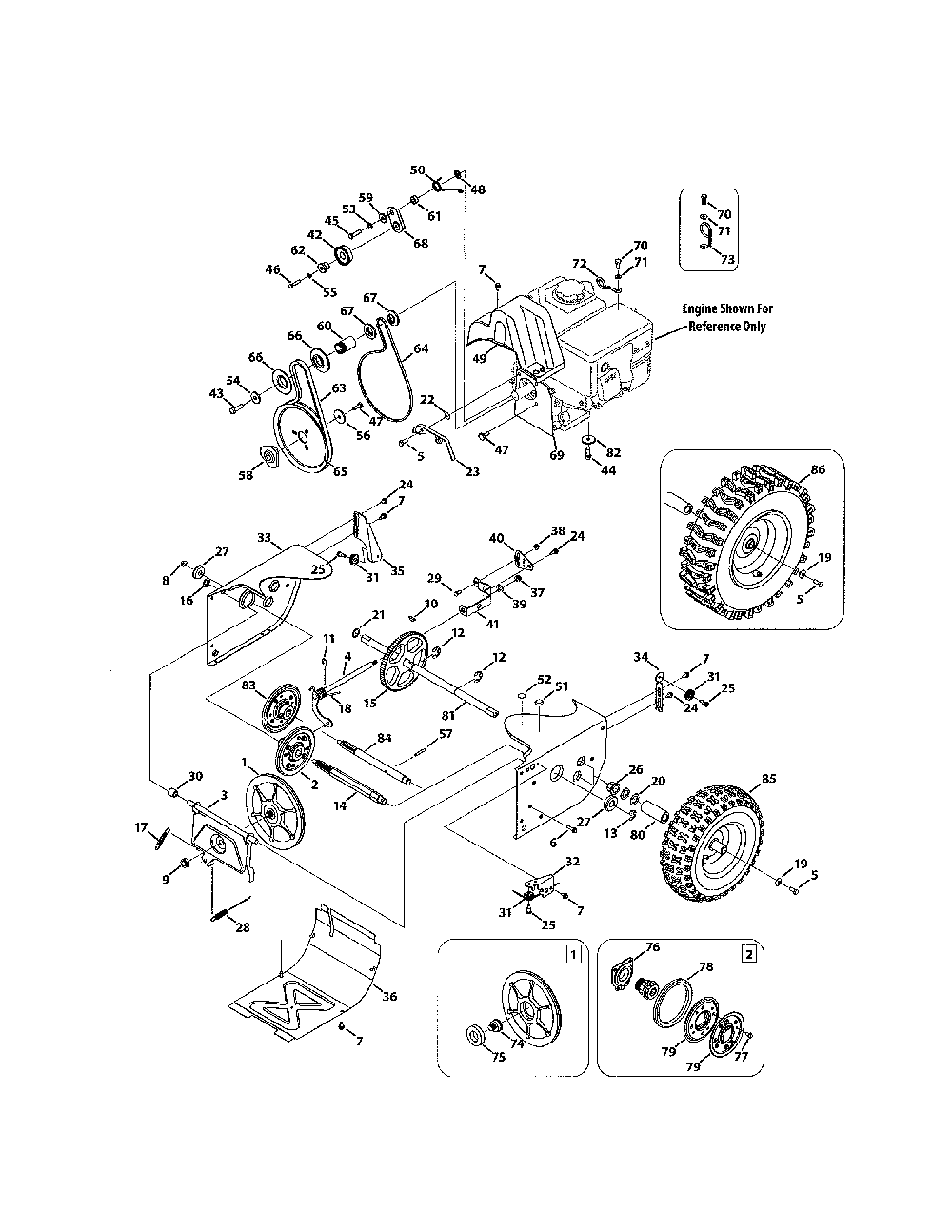 Drive system Diagram and Parts List for 769-07021  MTD Snow Blower