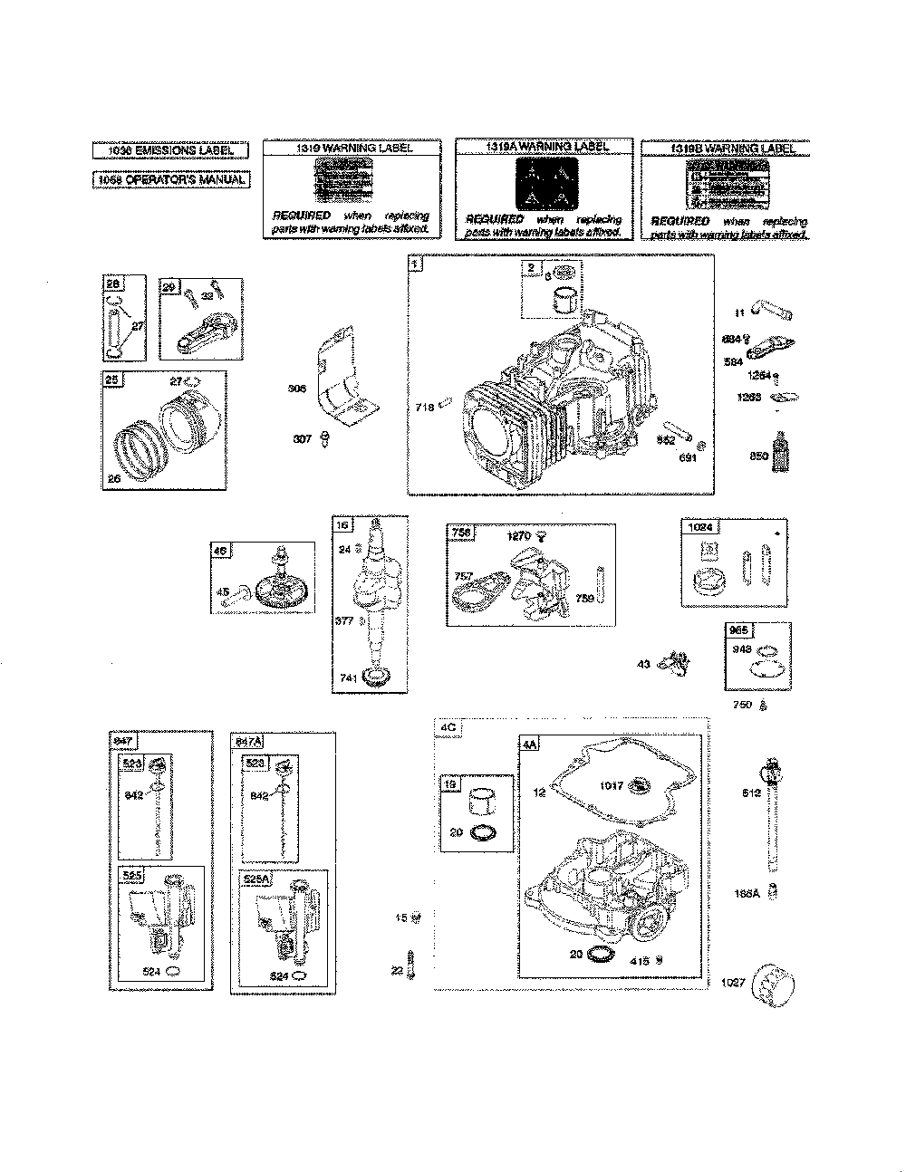 Cylinder/crankshaft/sump Diagram and Parts List for 13BL78XT099  MTD Lawn Tractor