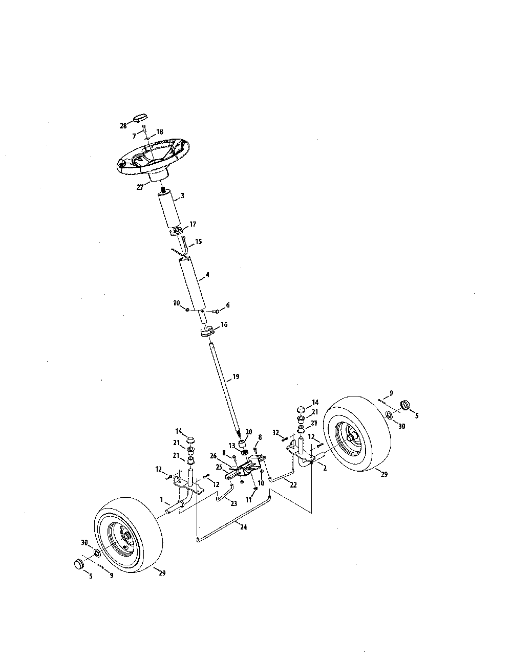 Steering/wheels Diagram and Parts List for 13A726JD099  MTD Lawn Tractor