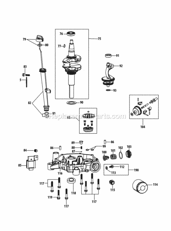 4P90Hu_Crankshaft_And_Crankcase_Cover Diagram and Parts List for 4P90HU  MTD Engine