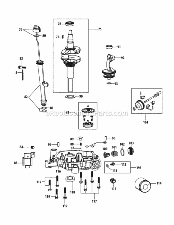 4P90Jua_Crankshaft_And_Crankcase_Cover Diagram and Parts List for 4P90JUA  MTD Engine