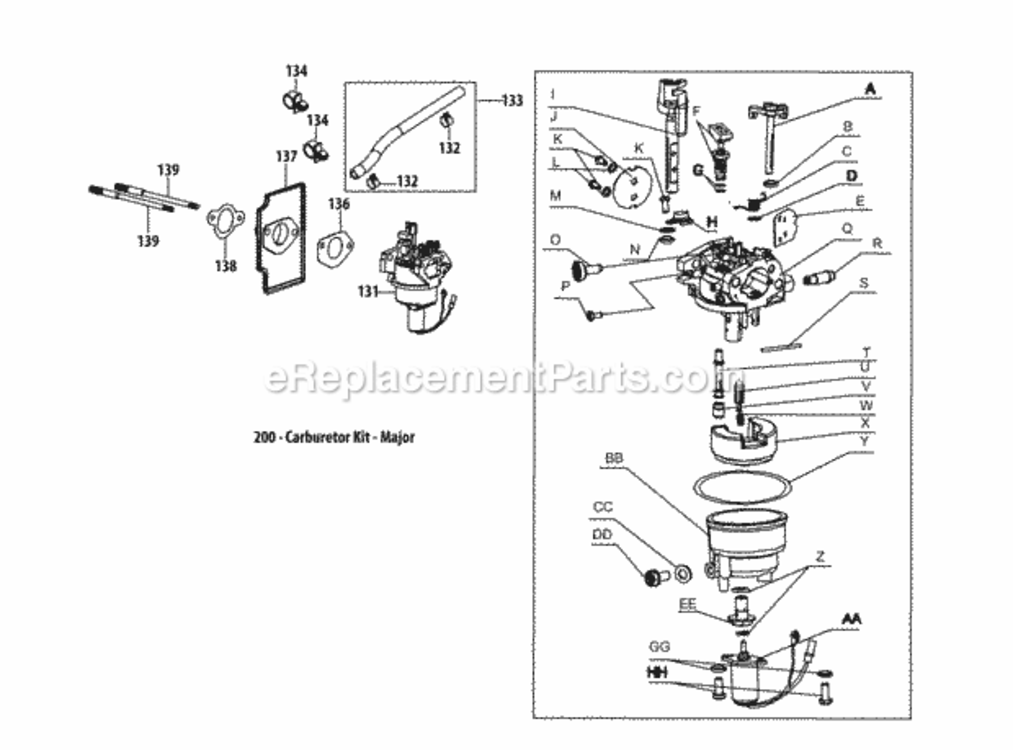 4P90Jub_Carburetor_Assembly Diagram and Parts List for 4P90JUB  MTD Engine