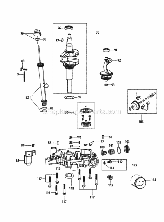 4P90Jub_Crankshaft_And_Crankcase_Cover Diagram and Parts List for 4P90JUB  MTD Engine