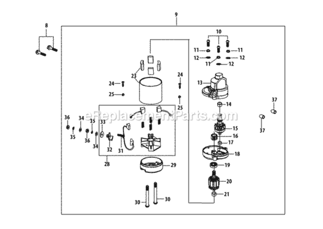 4P90Mub_Starter_Assembly Diagram and Parts List for 4P90MUB  MTD Engine