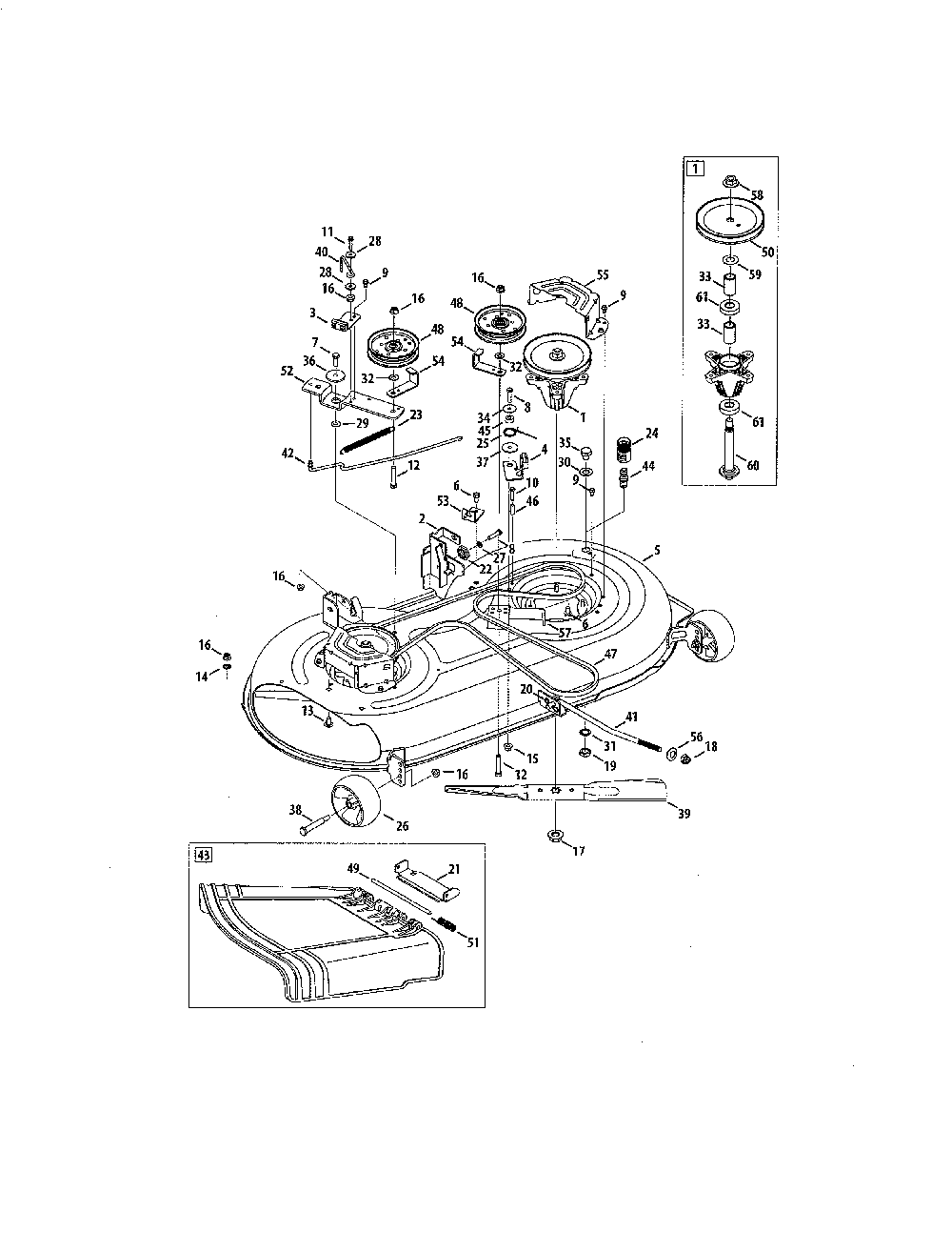 42" deck Diagram and Parts List for 13AL795T057  MTD Lawn Tractor