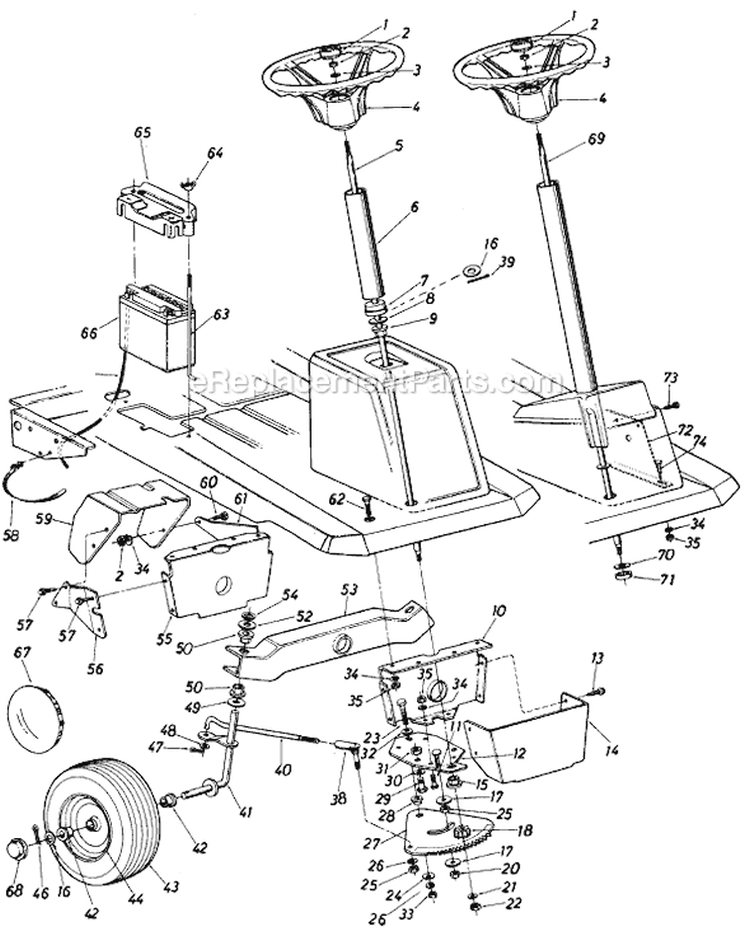 Page E Diagram and Parts List for 504-050 1987 MTD Lawn Tractor