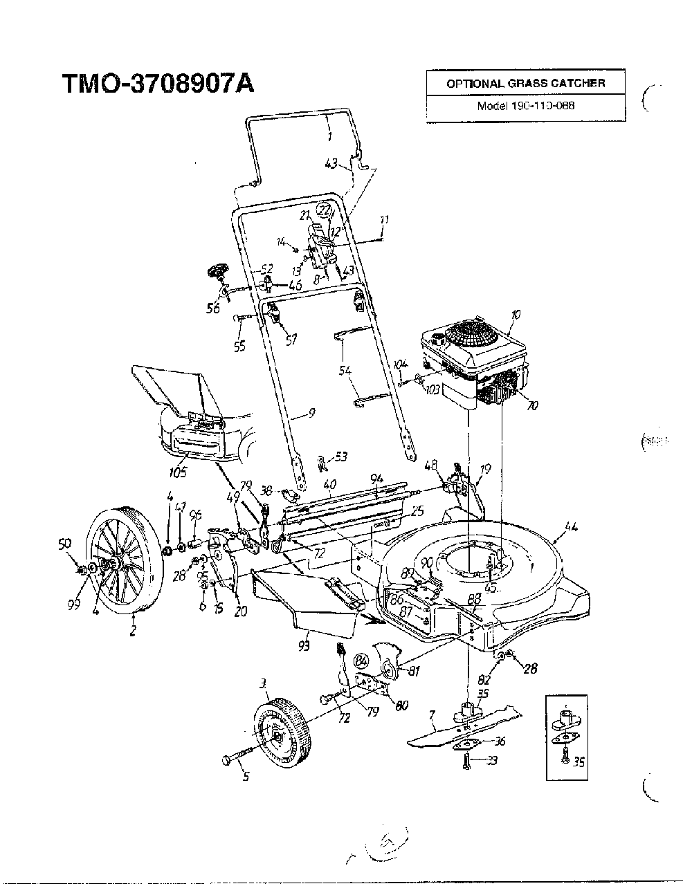 5hp 22" rotary mower Diagram and Parts List for 3708907A  MTD Lawn Mower