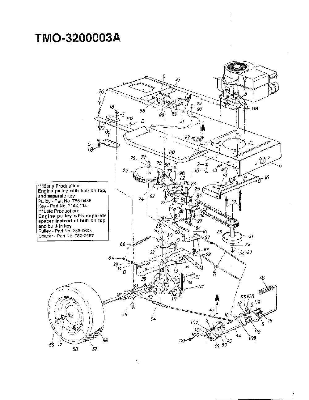 42" lawn tractor/wheel chart page 3 Diagram and Parts List for 3200003A  MTD Lawn Tractor