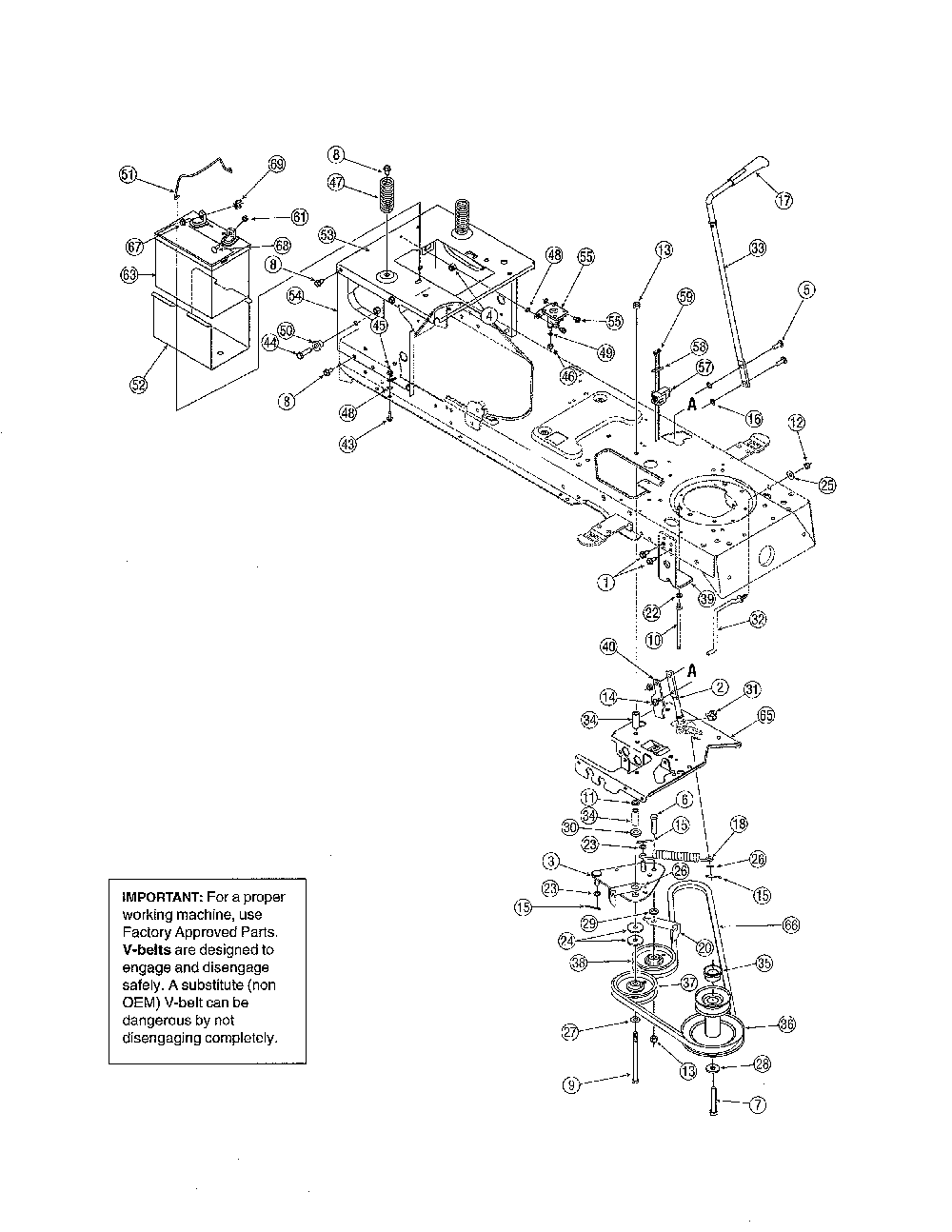 Frame/gears Diagram and Parts List for 13AR606P730  MTD Lawn Tractor