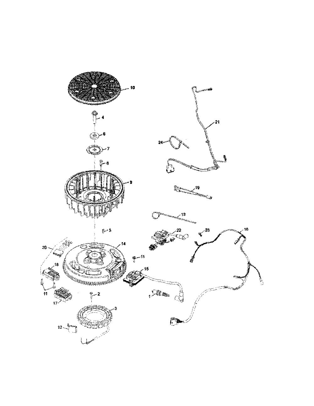 Ignition/charging Diagram and Parts List for 17ARCACA099  MTD Lawn Mower