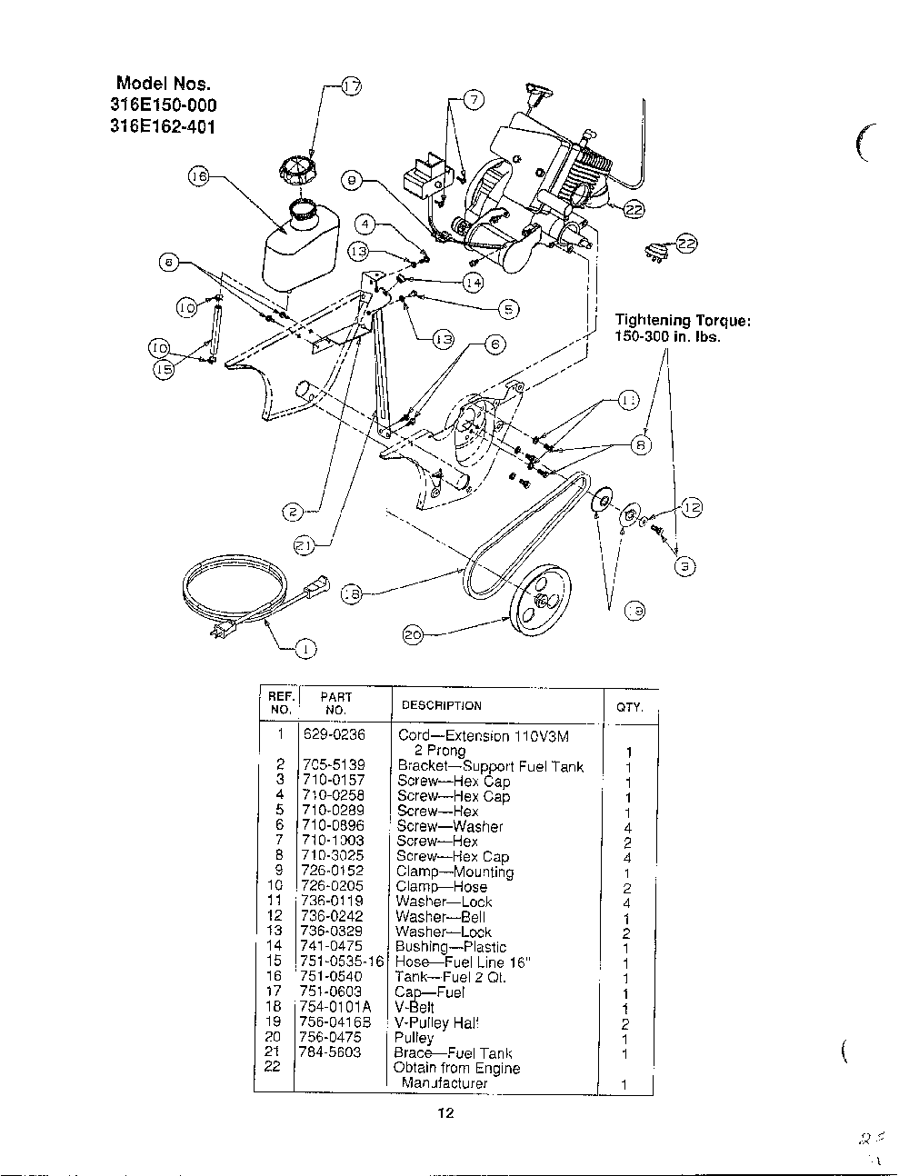 Snow thrower page 9 Diagram and Parts List for 316-140-000  MTD Snow Blower