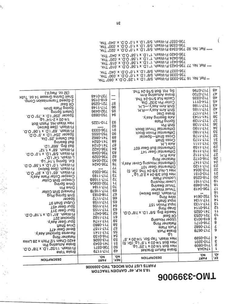 Garden Tractor 6 Diagram and Parts List for 3399006  MTD Lawn Tractor