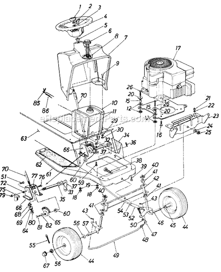 Page F Diagram and Parts List for 528 1987 MTD Lawn Tractor