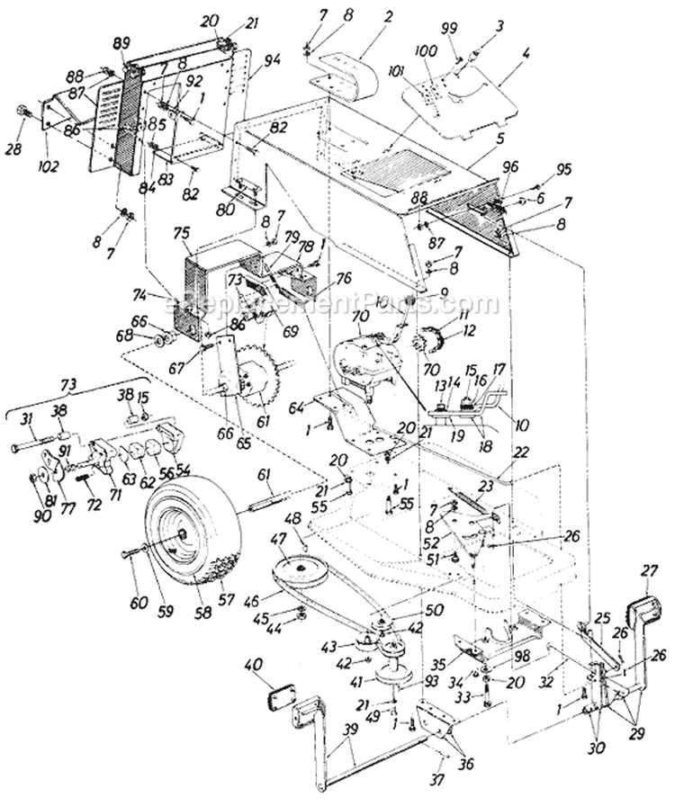 Page H Diagram and Parts List for 528 1987 MTD Lawn Tractor