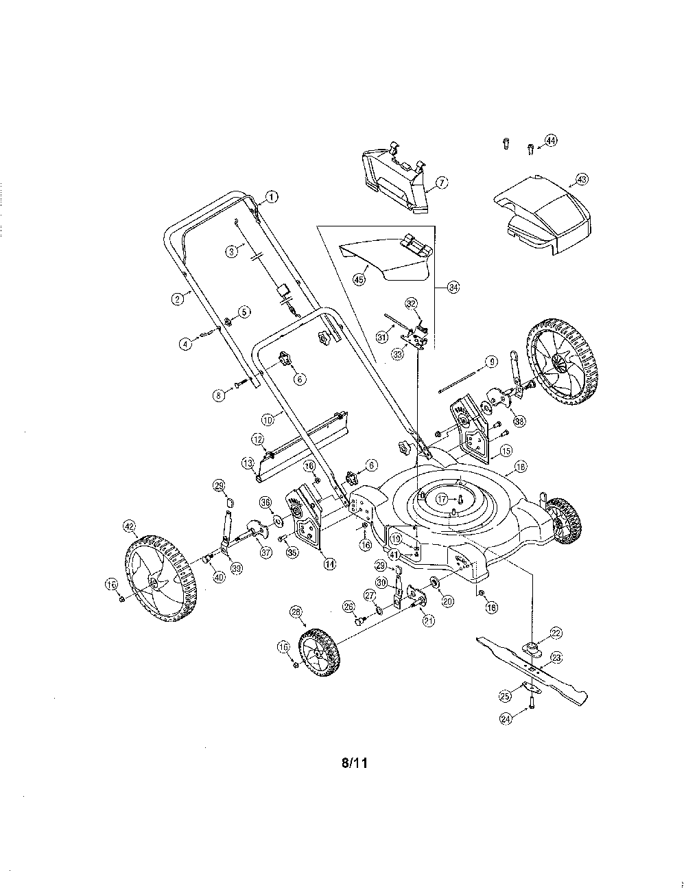Lawn mower Diagram and Parts List for 11A-508H731  MTD Lawn Mower