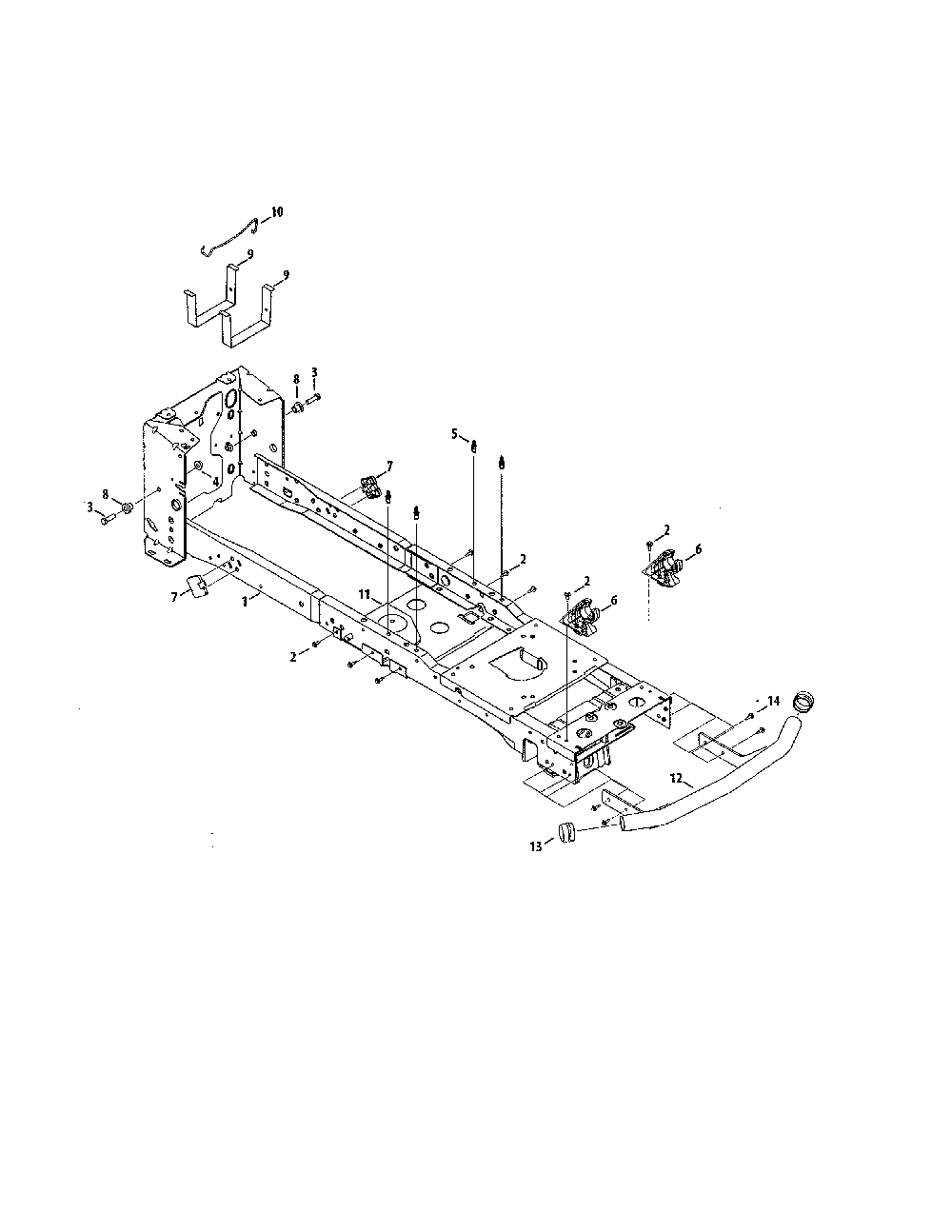 Frame Diagram and Parts List for 132QA1ZT099  MTD Lawn Tractor