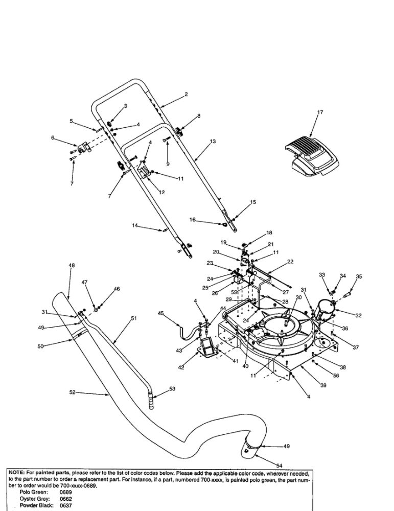Handle/Housing/Hose Diagram and Parts List for 24A060G099  MTD Chipper Shredder