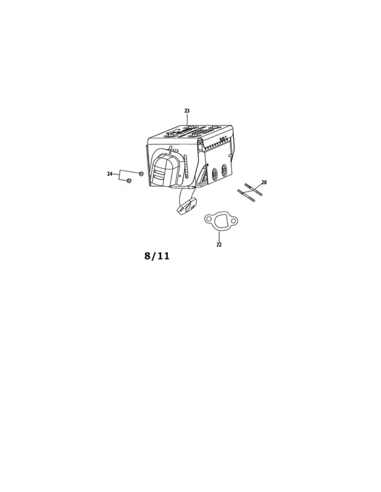 Muffler Diagram and Parts List for 952Z161-JWA-11  MTD Engine