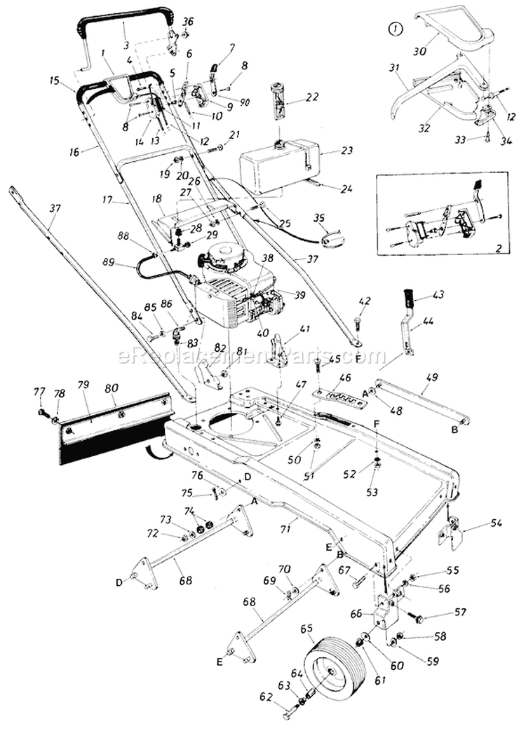 Page A Diagram and Parts List for 560B192 1989 MTD Lawn Mower