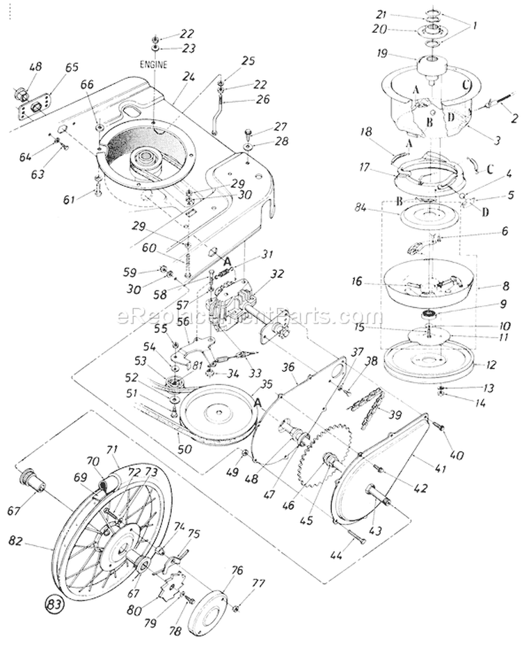 Page B Diagram and Parts List for 560B192 1989 MTD Lawn Mower