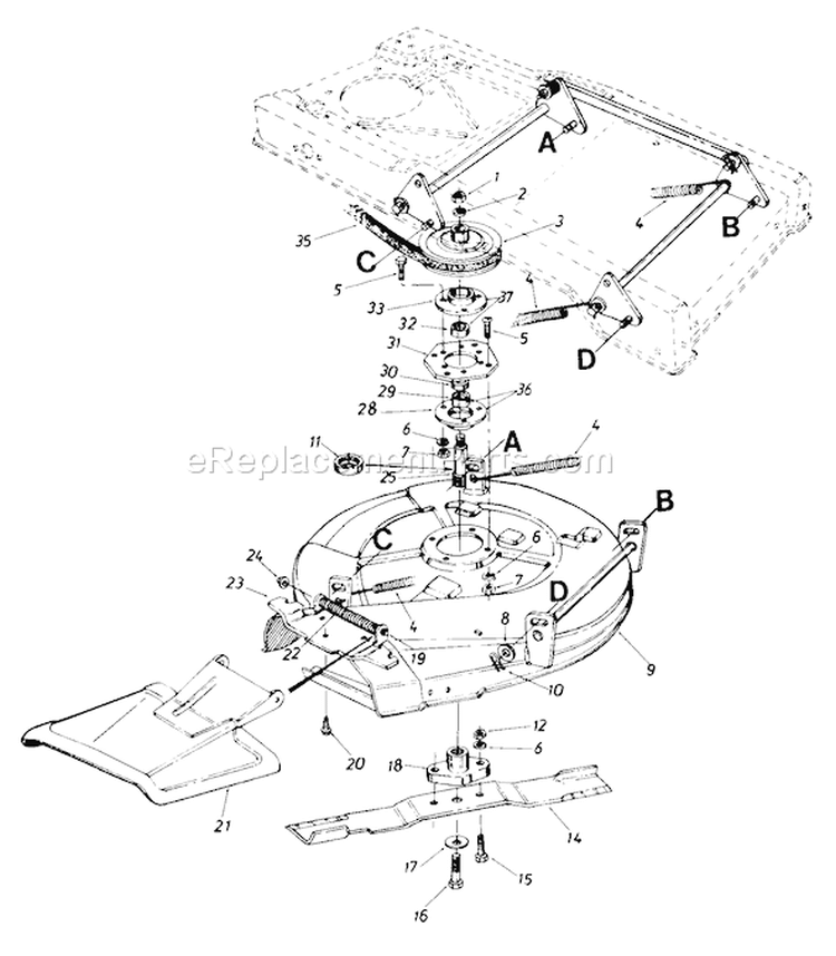 Page C Diagram and Parts List for 560B192 1989 MTD Lawn Mower