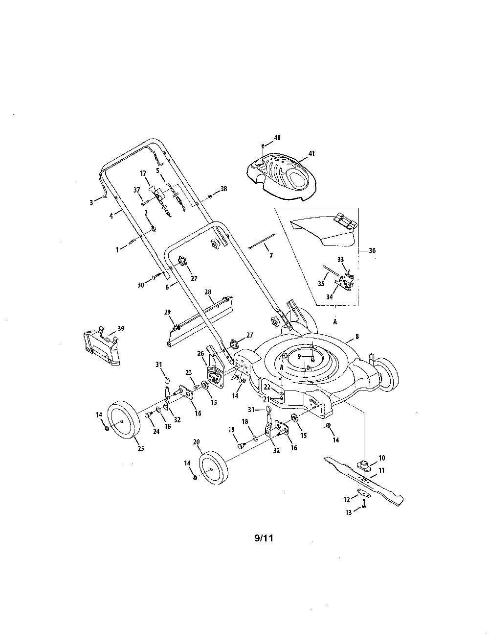 Lawn mower Diagram and Parts List for 11A-08M5229  MTD Lawn Mower
