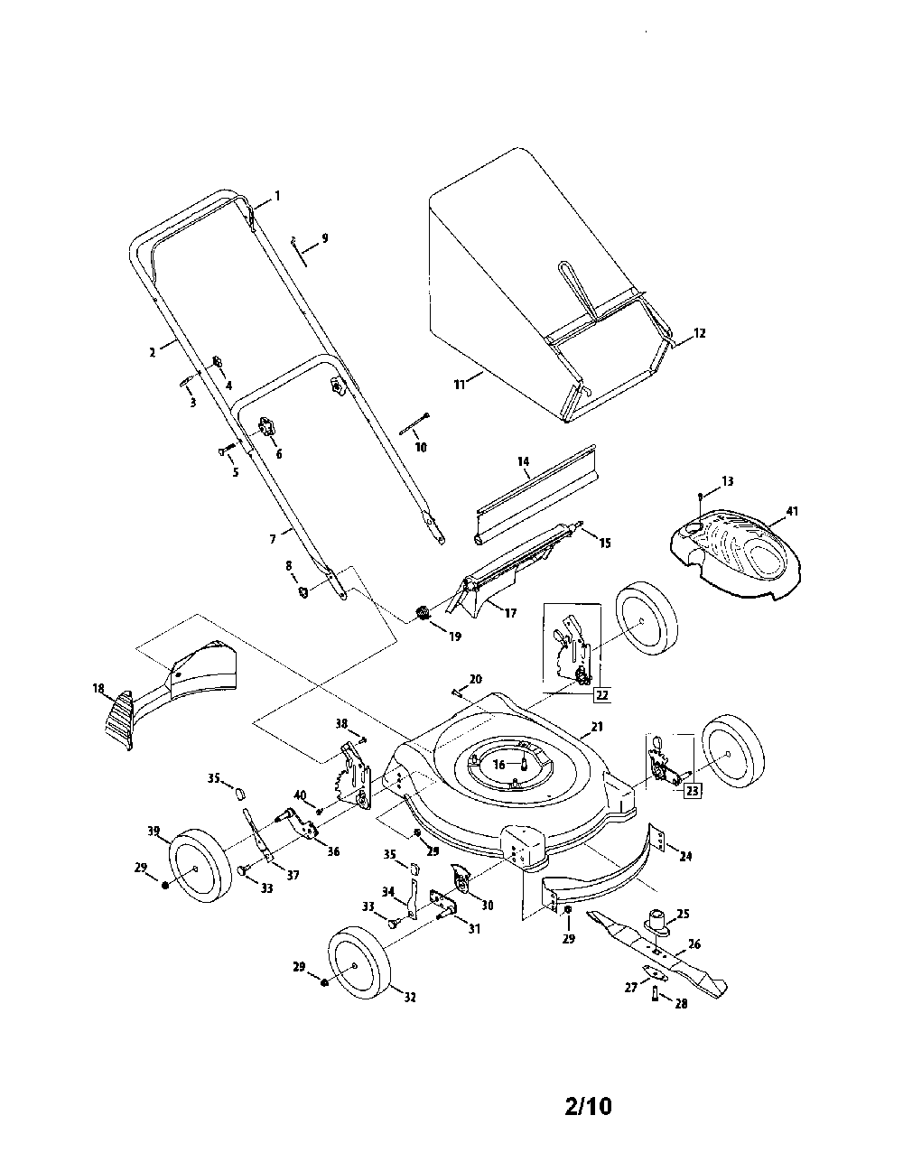 Lawn mower Diagram and Parts List for 41M9  MTD Lawn Mower
