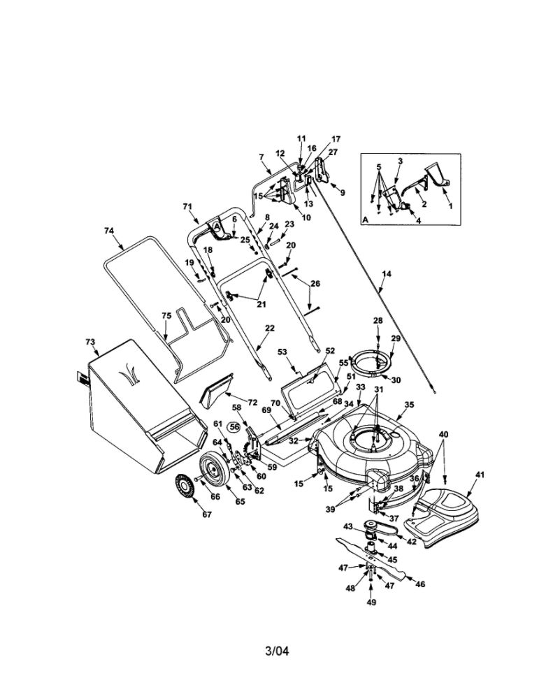 Self Starter Rear-Discharge Mower Diagram and Parts List for 440  MTD Lawn Mower