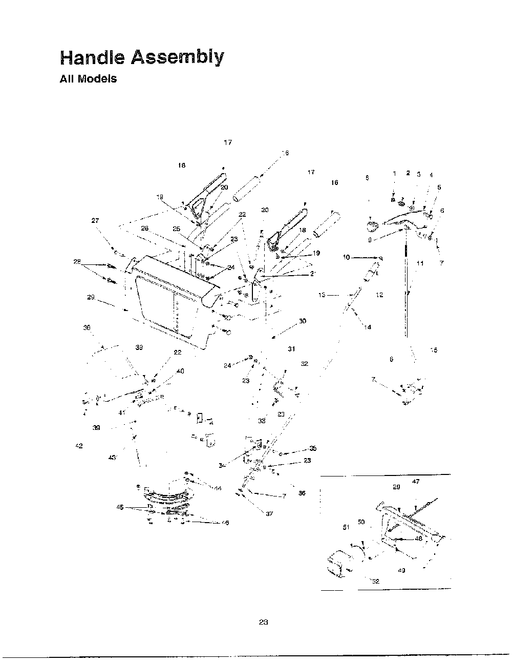 Handle assembly Diagram and Parts List for 614E  MTD Snow Blower