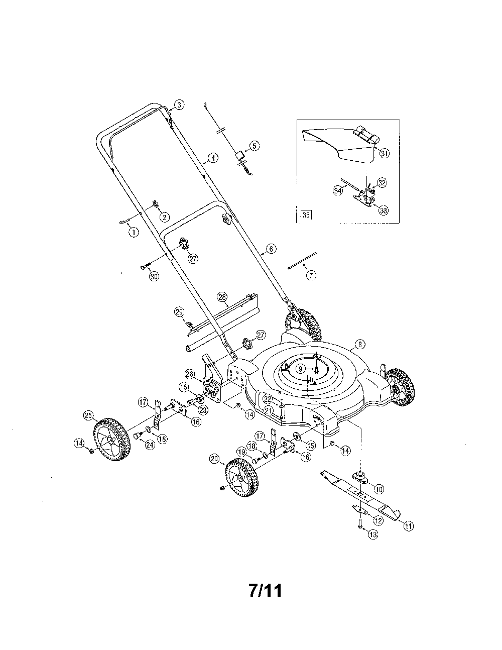 Lawn mower Diagram and Parts List for 11A-034D731  MTD Lawn Mower