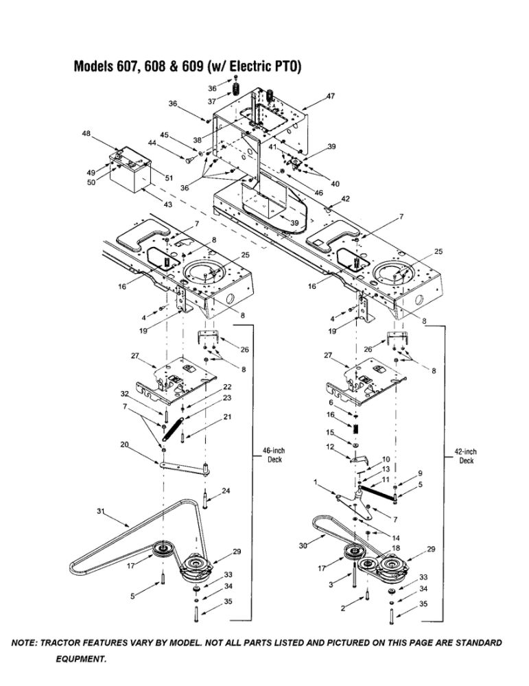 Lower Frame/Frame Diagram and Parts List for 608  MTD Lawn Tractor
