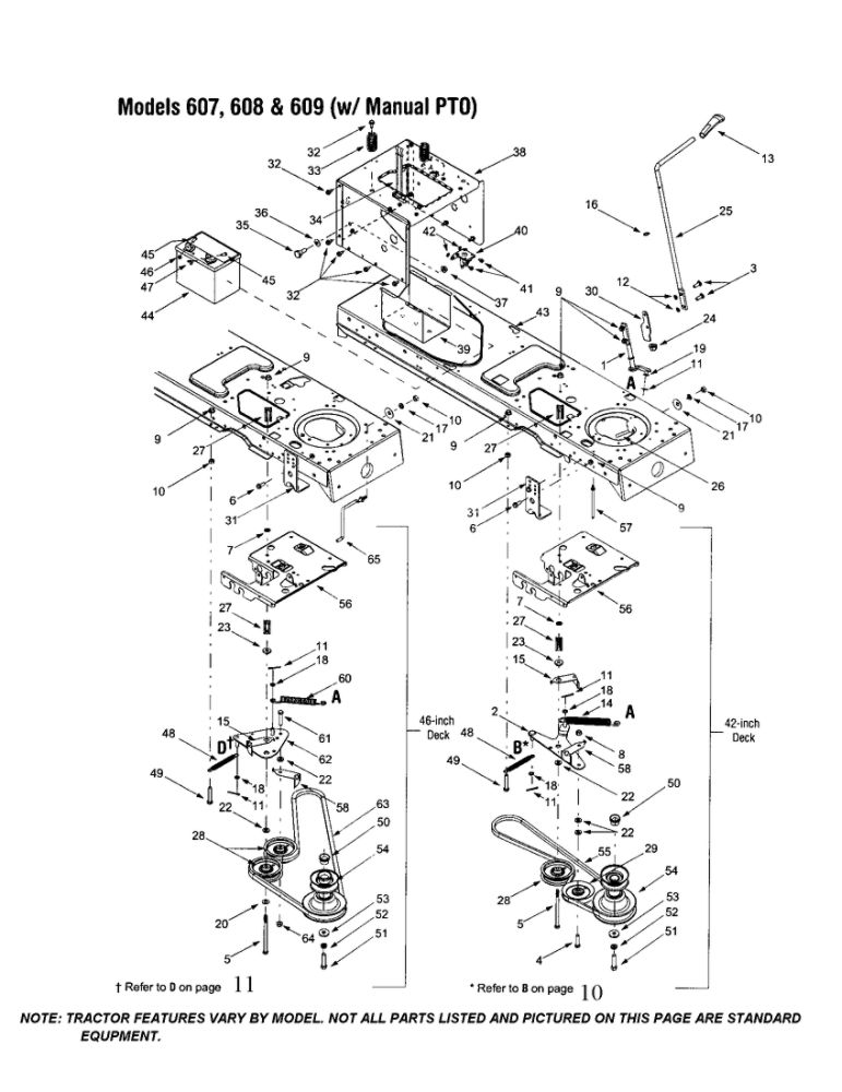 Lower Frame/Battery Tray Diagram and Parts List for 608  MTD Lawn Tractor