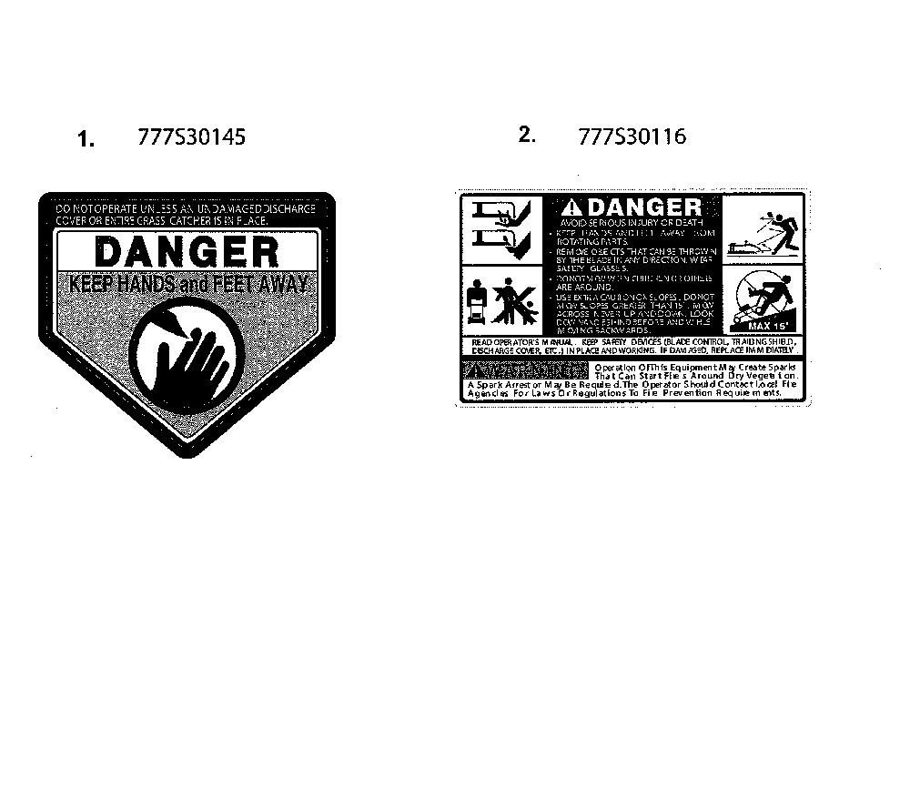 Decals Diagram and Parts List for 12AKP38S799  MTD Lawn Mower