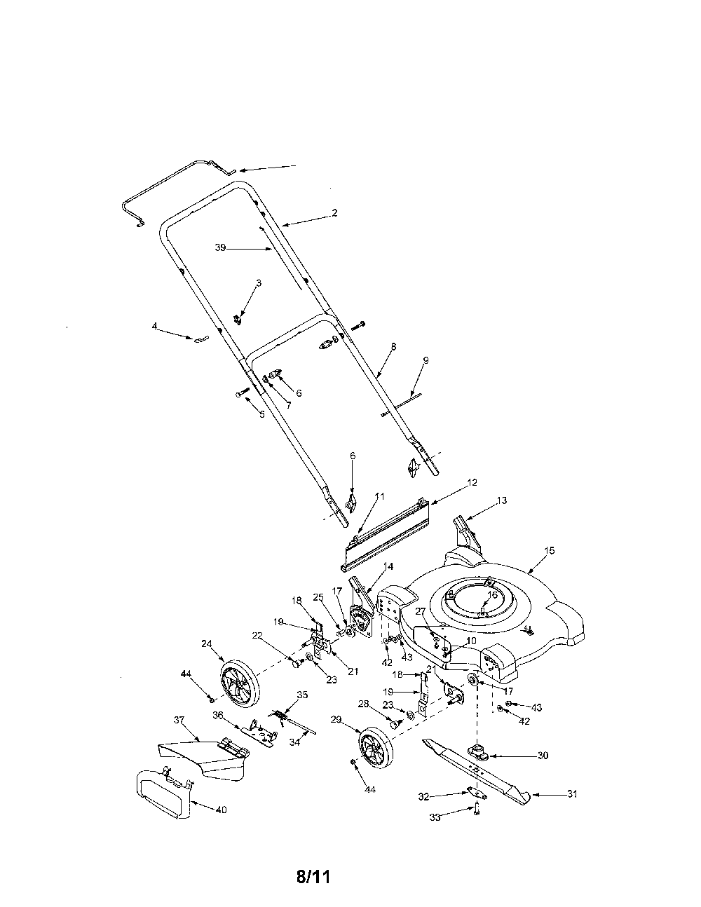 Lawn mower Diagram and Parts List for 11A-083F700  MTD Lawn Mower