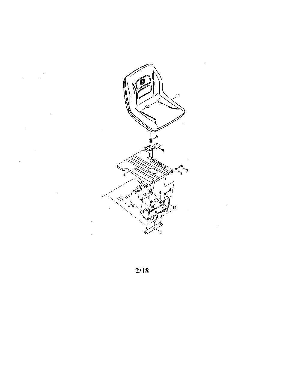 Seat Diagram and Parts List for 13BQA1ZT099  MTD Lawn Tractor